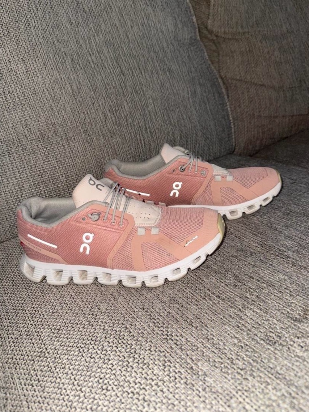 On Running Women's Cloudrunner Pink and White Athletic Shoes